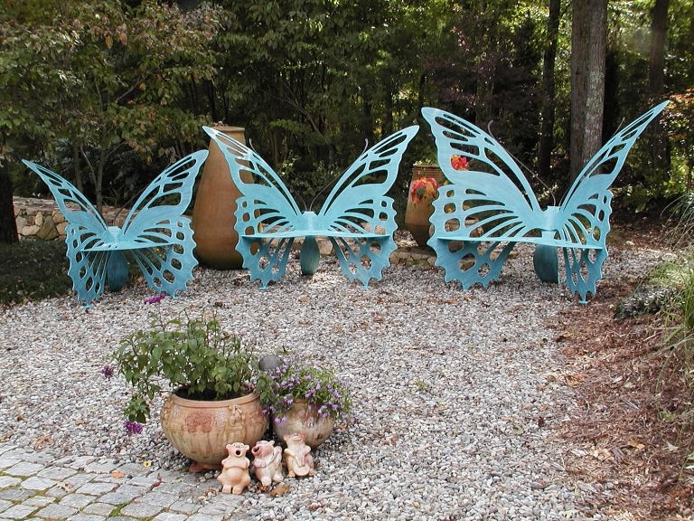 Butterfly Garden Bench Metal Outdoor Garden Decor